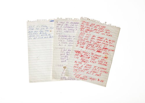 Darby Crash’s handwritten lyrics