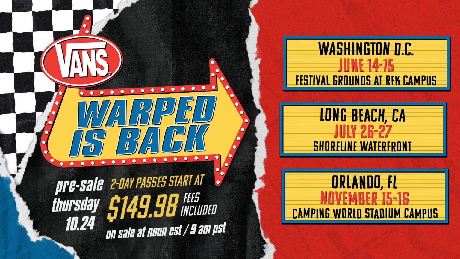 El Vans Warped Tour Anuncia su Regreso en 2025 Celebrando 30 Años